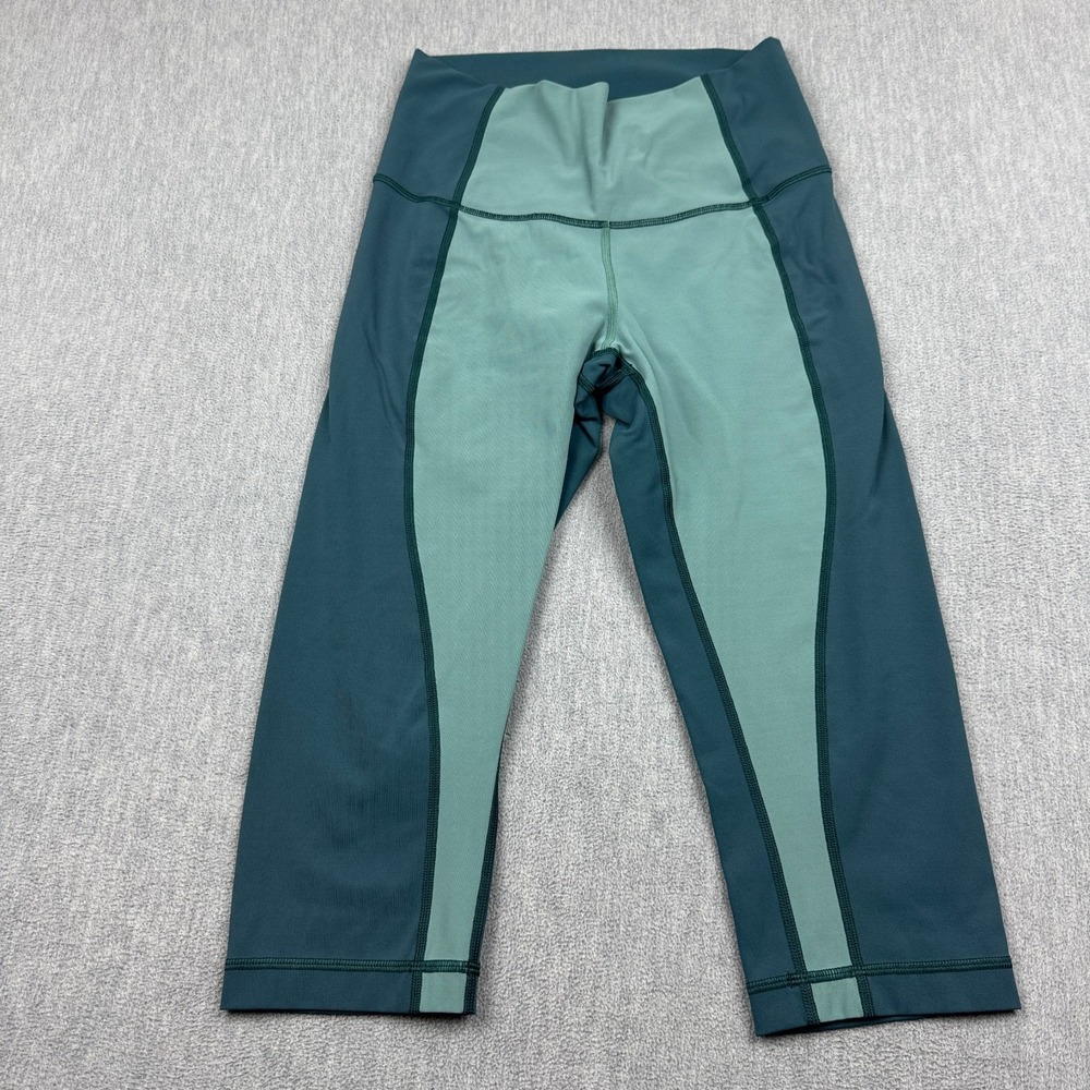 Lululemon Leggings Women 6 Green Wunder‎ Under 17" Crop Yoga Gym Pants Athletic